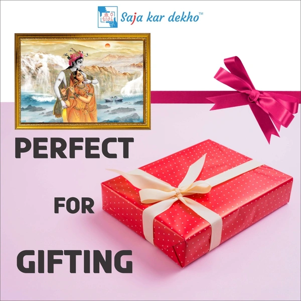 SAJA KAR DEKHO Radha Krishna High Quality Weather Resistant HD Wall Frame | 12 x 18 inch | - 12 X 18 inch