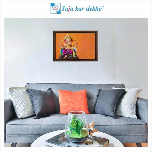 SAJA KAR DEKHO Ganesh Ji High Quality Weather Resistant HD Wall Frame | 12 x 18 inch | - 12 X 18 inch