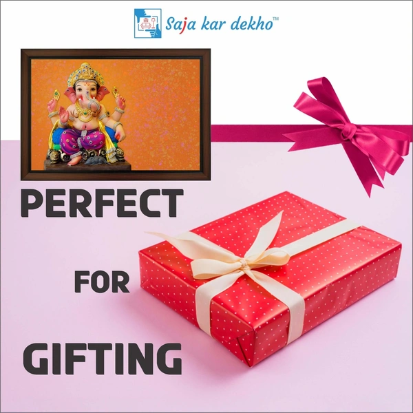 SAJA KAR DEKHO Ganesh Ji High Quality Weather Resistant HD Wall Frame | 12 x 18 inch | - 12 X 18 inch