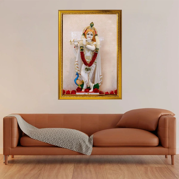 SAJA KAR DEKHO Shree Krishna High Quality Weather Resistant HD Wall Frame | 12 x 18 inch | - 12 X 18 inch