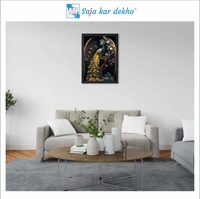 SAJA KAR DEKHO Beautiful Peacock With Beautiful Background High Quality Weather Resistant HD Wall Frame | 12 x 18 inch | - 12 X 18 inch