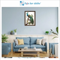 SAJA KAR DEKHO Peacock High Quality Weather Resistant HD Wall Frame | 12 x 18 inch | - 12 X 18 inch
