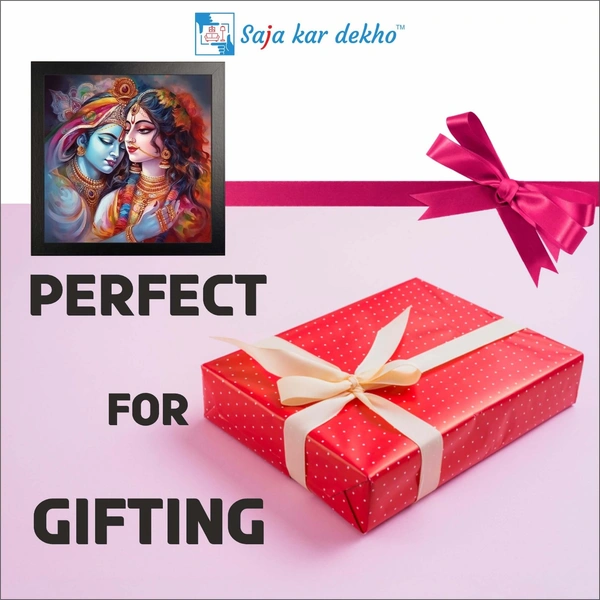 SAJA KAR DEKHO Radha Krishna High Quality Weather Resistant HD Wall Frame | 20 x 20 inch | - 20 X 20 inch