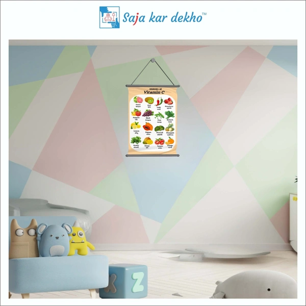 saja kar dekho SOURCES OF VITAMIN C Wall Handing Poster For Kids | VITAMIN C With Picture High Quality Weather Resistant HD Wall Poster | 30 x 48 inch | - 30 x 48 inch