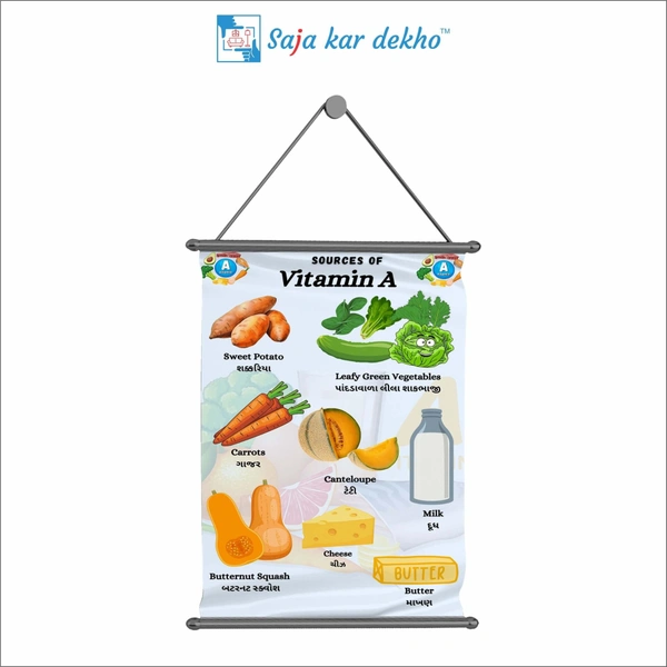 saja kar dekho VITAMIN A Wall Handing Poster For Kids | VITAMIN A With Picture High Quality Weather Resistant HD Wall Poster | 30 x 48 inch | - 30 x 48 inch