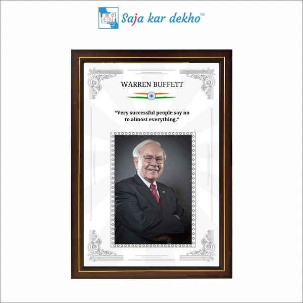 saja kar dekho Warren Buffett Motivational Thought High Quality Weather Resistant HD Wall Frame | 18 x 12 inch | - 18 x 12 inch
