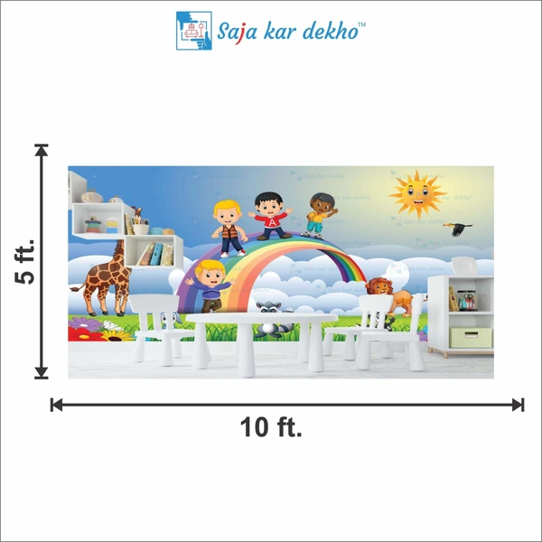 Saja kar dekho Wall Handing Wallpaper For Pre School | Picture High Quality Weather Resistant HD Wall Paper | 5 x 10 ft | - 5 x 10 ft