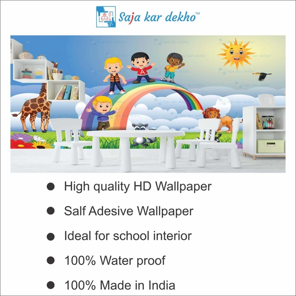 Saja kar dekho Wall Handing Wallpaper For Pre School | Picture High Quality Weather Resistant HD Wall Paper | 5 x 10 ft | - 5 x 10 ft