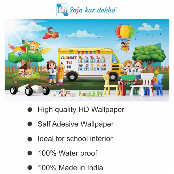 Saja kar dekho Wall Handing Wallpaper For Pre School | Picture High Quality Weather Resistant HD Wall Paper | 5 x 10 ft | - 5 x 10 ft