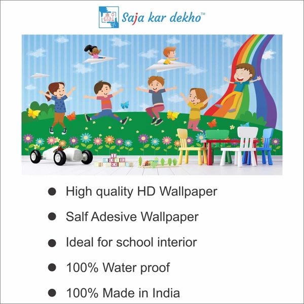 Saja kar dekho Wall Handing Wallpaper For Pre School | Picture High Quality Weather Resistant HD Wall Paper | 5 x 10 ft | - 5 x 10 ft