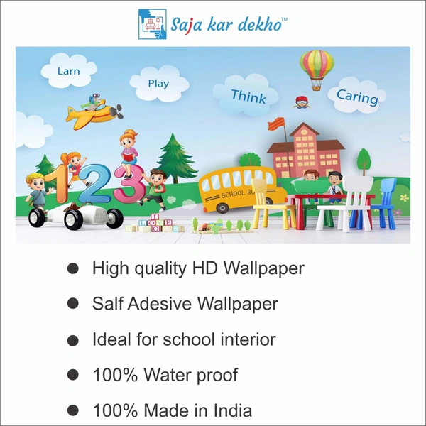 Saja kar dekho Wall Handing Wallpaper For Pre School | Picture High Quality Weather Resistant HD Wall Paper | 5 x 10 ft | - 5 x 10 ft