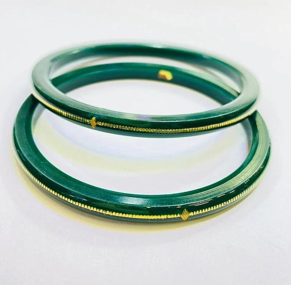 GREEN HUID HALLMARK 916 22KT GOLD POLA BADHANO BANGLES VIRAL POLA (LAMINATED) 1 PAIR APPROX. WGT: 0.250 GM WITH PURITY SMART CARD