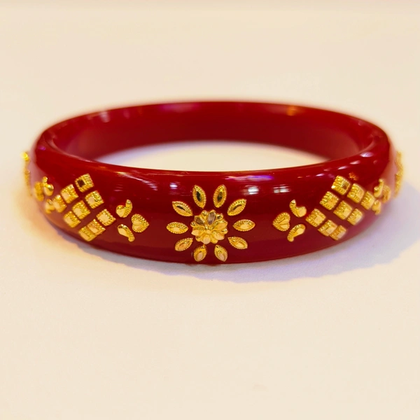 RED SUTI1 KDM GOLD BRACELET POLA BADHANO 1 PIECE APPROX WGT: 0.500 GM FOR WOMEN.