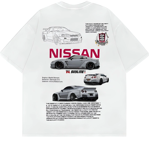 "NISSAN GTR" Oversize T-shirt - L, White