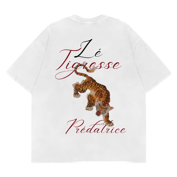 "Lé tigresse" Oversize Tshirt - XL, White