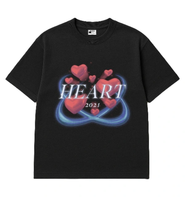 "Heart" Oversize Tshirt - Black, S
