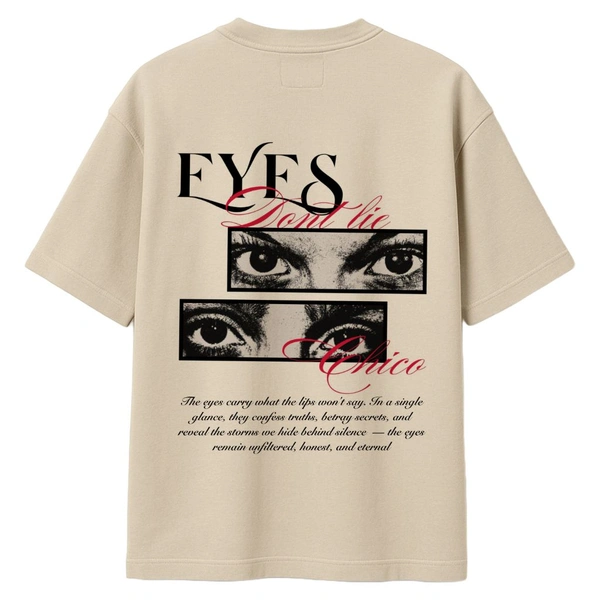 "Eyes Dont Lie " Oversize Tshirt - Beige, M