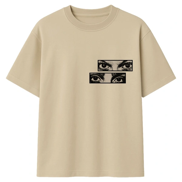 "Eyes Dont Lie " Oversize Tshirt - Beige, M