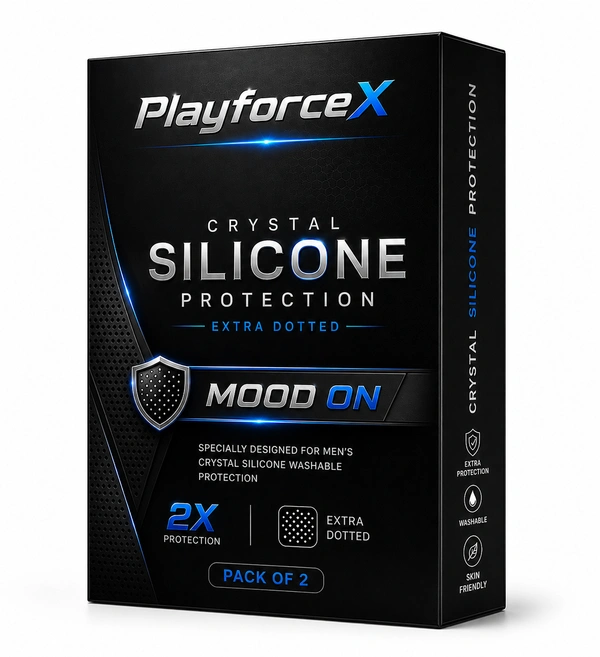 PlayforceX Primium Crystal Silicone Protection Extra Dotted for Men - Pack of 2
