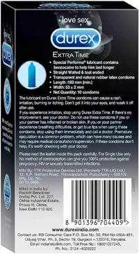 Durex Extra Time Condoms for Men - 10 Count