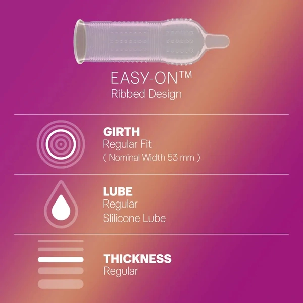 Durex Extra Ribbed Condoms for Men - 10 Count (Pack of 2) |Dotted and Dotted for Extra Stimulation|Suitable for use with lubes & toys