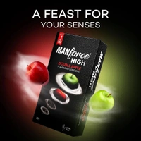 Manforce High Double Apple Flavoured Condoms for Men | 10 pcs | Ultra Thin Condom | Lubricated Latex Condoms | For Her Enhanced Pleasure | India’s No. 1* Condom Brand for Safe Sex