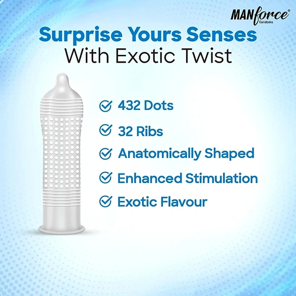 Manforce Game Exotic Flavoured Condoms for Men| 3-in-1 Ribbed, Dotted, & Anatomically Shaped for Intense Pleasure| India’s No. 1* Condom Brand| Lubricated Latex Condoms| Pack of 10