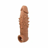 Brown Dotted Realistic Penis Sleeve Extender For Men