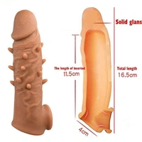 Brown Dotted Realistic Penis Sleeve Extender For Men