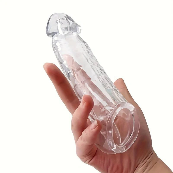 Clear Penis Extender Sleeve With Ball Loop