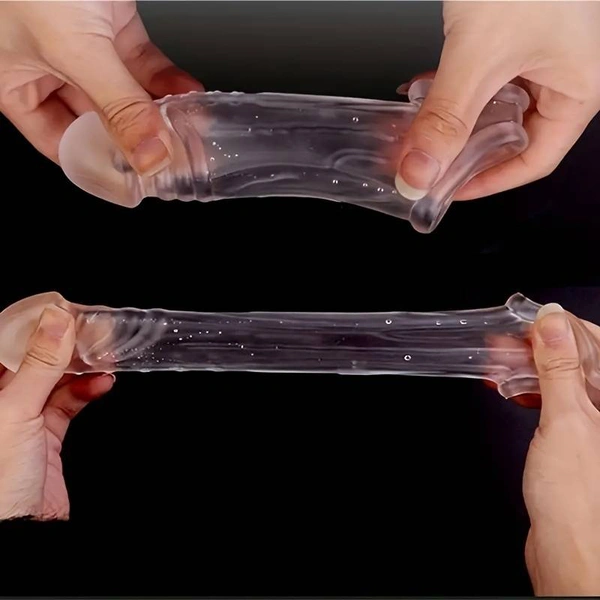 Clear Penis Extender Sleeve With Ball Loop