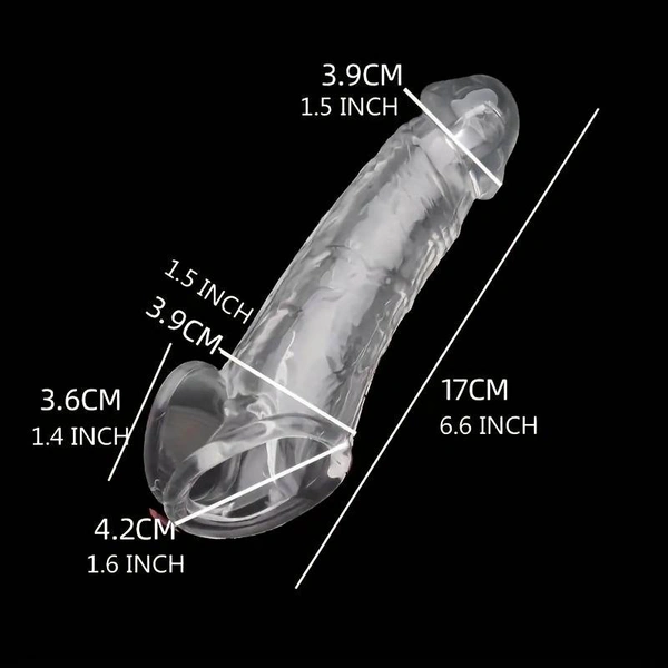 Clear Penis Extender Sleeve With Ball Loop