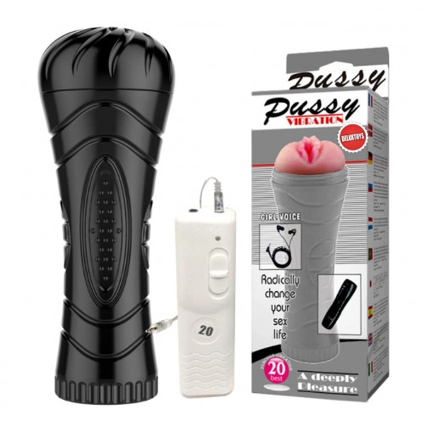 Real Feel Vibrating With Sex Voice Male Masturbator - Black, Free Delivery, Non Returnable