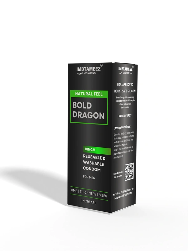 Imbtameez 8 Inch Dragon Silicone Condom  | Natural Feel Bold Edition - 8inch, brown
