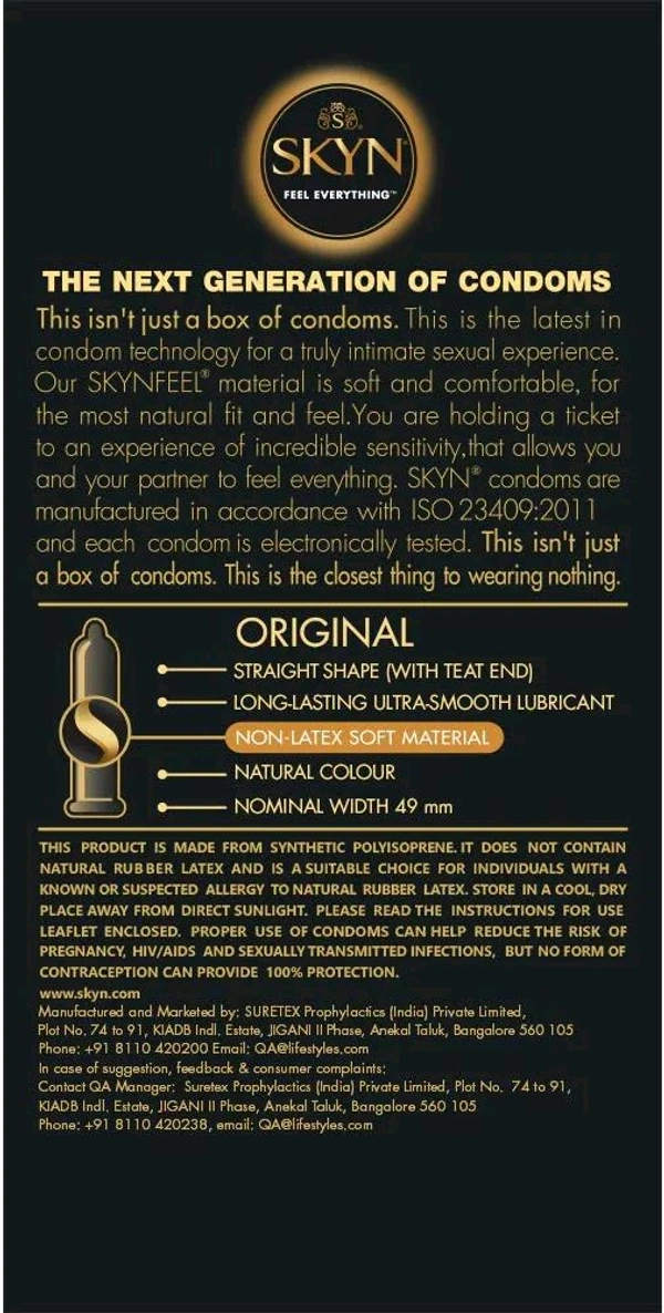 Skyn Original Condoms for Men- 3 count | Feel Everything | Latex Free