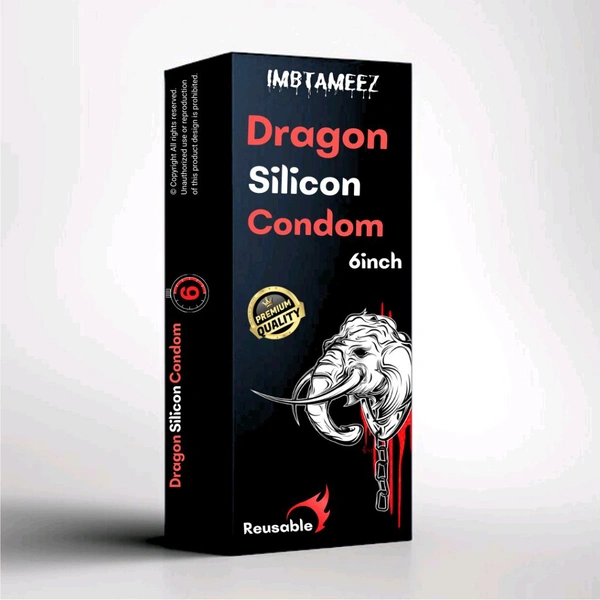 6 inch Dragon Silicon Reusable Condom  - chocklet, Free Delivery, Silicon