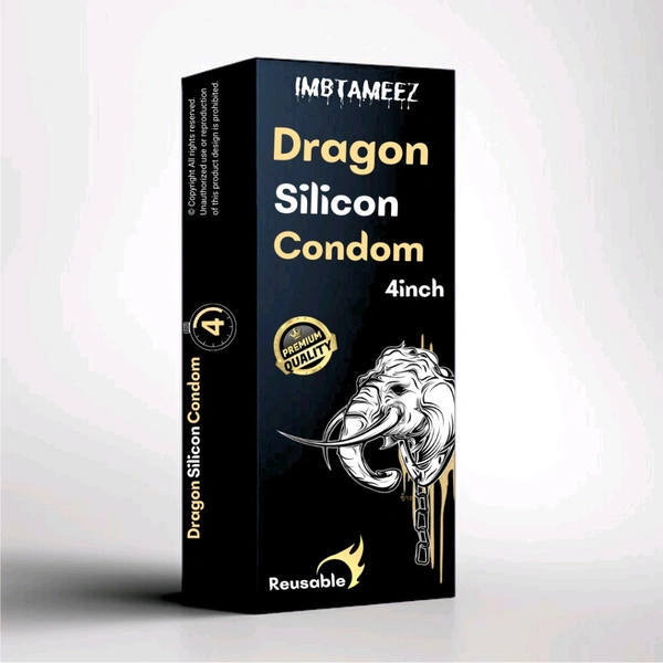 4 inch Dragon Silicon Reusable Condom  - chocklet, Free Delivery, Silicon
