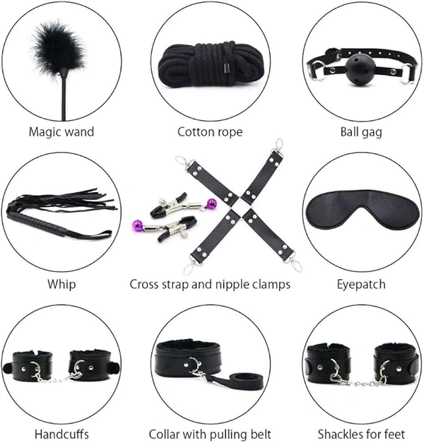Imbtameez Naughty Box 10 Delige Bondage Set  - Black