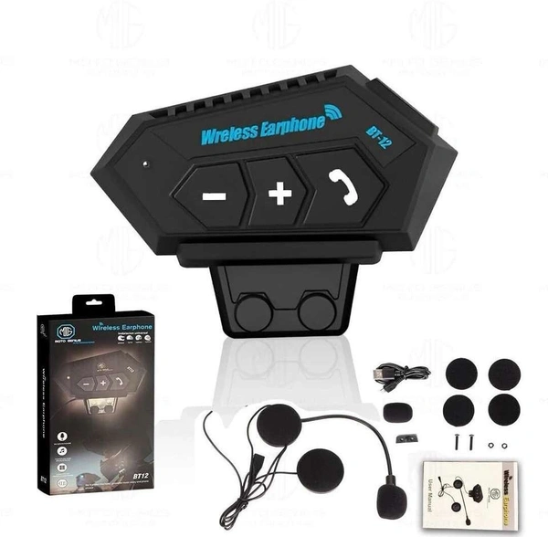 MOTO GENIUS BT12 Bluetooth Helmet Headset with Mic - Compatible with iOS & Android Smart
Headphones (Wireless) - Black