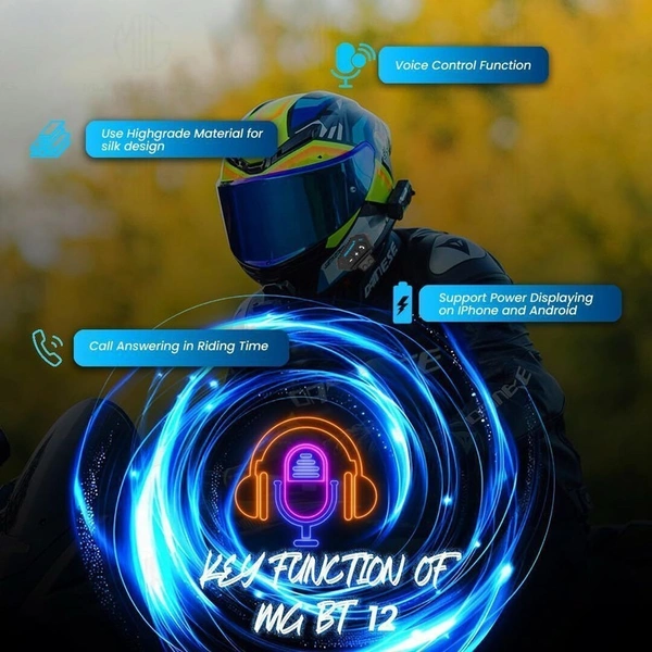 MOTO GENIUS BT12 Bluetooth Helmet Headset with Mic - Compatible with iOS & Android Smart
Headphones (Wireless) - Black