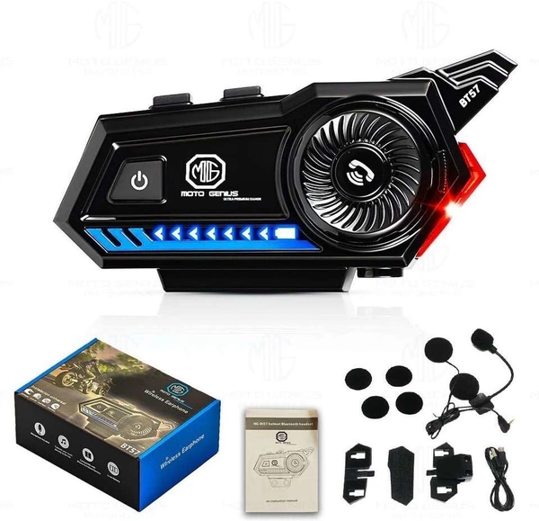 MOTO GENIUS BT57 Bluetooth Helmet Headset - Auto Answer, Siri Support, Waterproof, Stereo Smart Headphones (Wireless) - Black