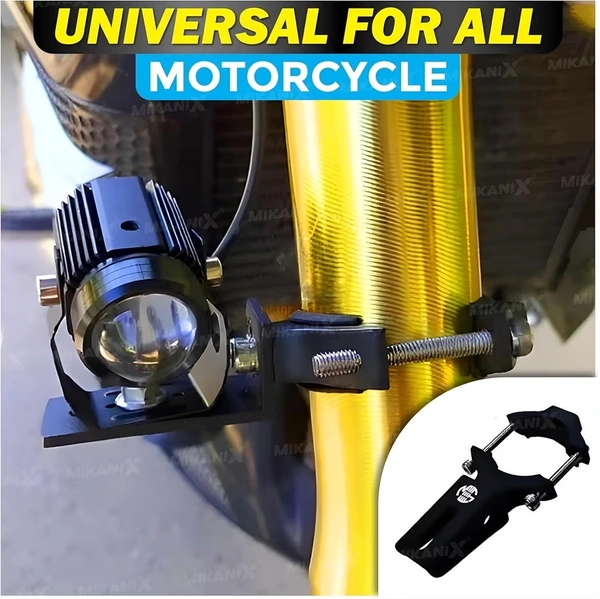 OBEROI'S TRADERS Shocker Fog Light Clamp | LED Light Mount Holder Bracket Kit for All Bikes (Pack of 2) - Black