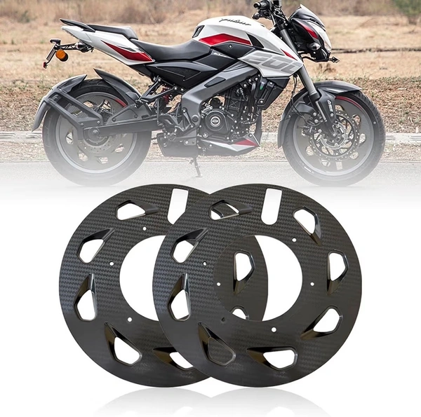 OBEROI'S TRADERS Carbon Finish Front/Rear Pro Disc Wheel Cover | Alloy Hubcap Cover 17 Inch Bike Fairing Kit Compatible with Bajaj Pulsar NS/RS All Bikes
 - Black