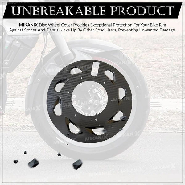 OBEROI'S TRADERS Carbon Finish Front/Rear Pro Disc Wheel Cover | Alloy Hubcap Cover 17 Inch Bike Fairing Kit Compatible with Bajaj Pulsar NS/RS All Bikes
 - Black