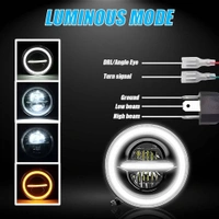 MOTO GENIUS 5.7 Inch LED Round Headlight for Harley Davidson & Bajaj Avenger Motorbike | Acrylic & Aluminum Construction, Waterproof, Luminous Mode (Line Design)