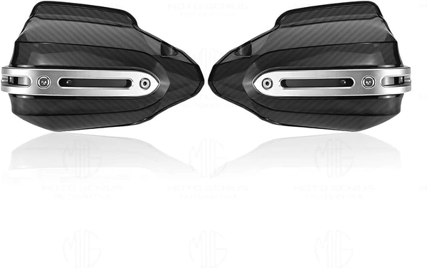 MOTO GENIUS Universal Bike Hand Guards Protectors | Wind Deflector Made for Hand Safety While Riding All Motorcycle (Carbon)