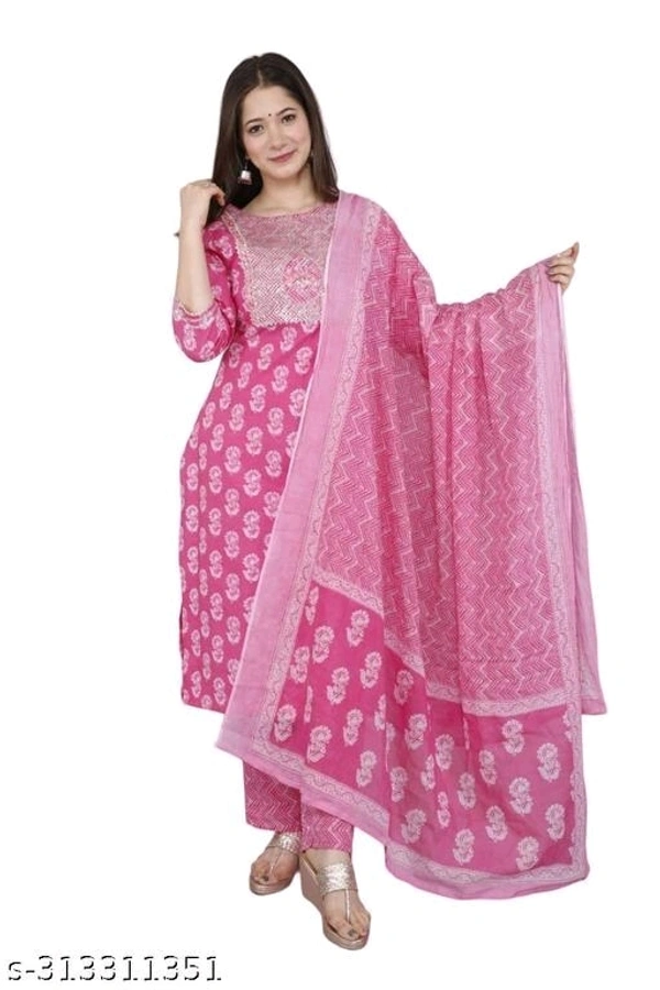 Beautiful Rayon Kurta Set With Bottomwear & Dupatta - M