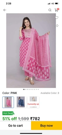 Beautiful Rayon Kurta Set With Bottomwear & Dupatta - M