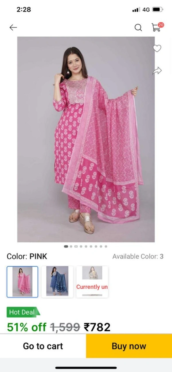 Beautiful Rayon Kurta Set With Bottomwear & Dupatta - Xl