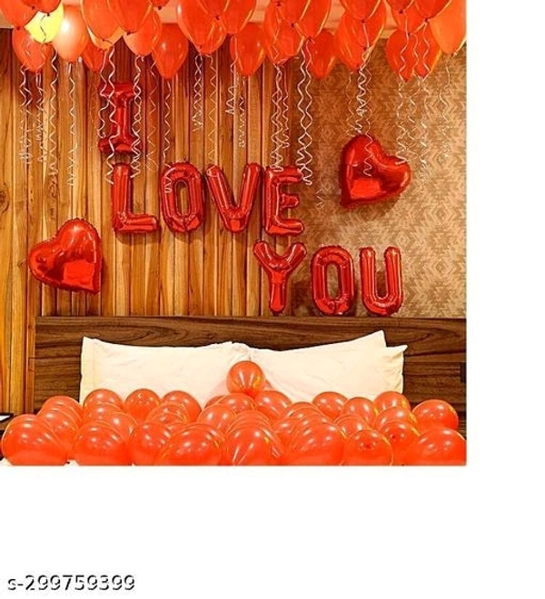 Aniversery Decoration I Love You Red Foil, 2 Red Heart Foil, 30 Red Metalic Balloons